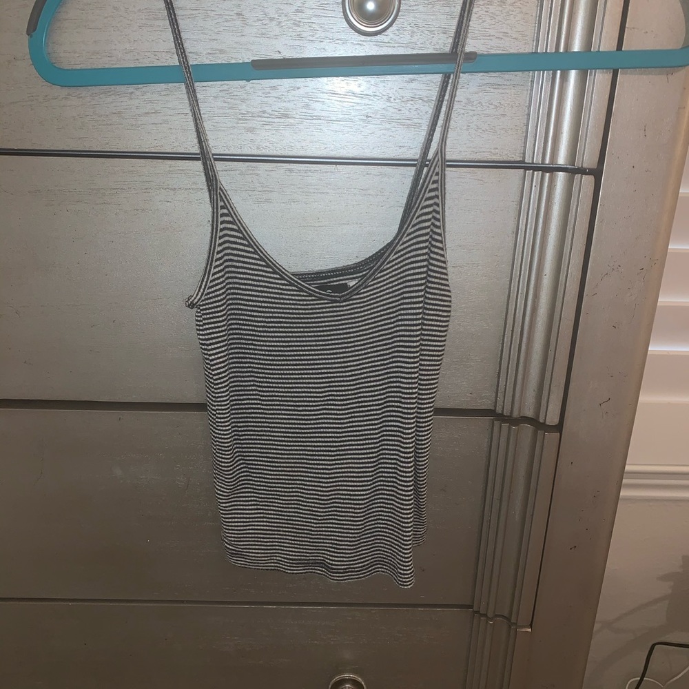 Black and white striped crop tank